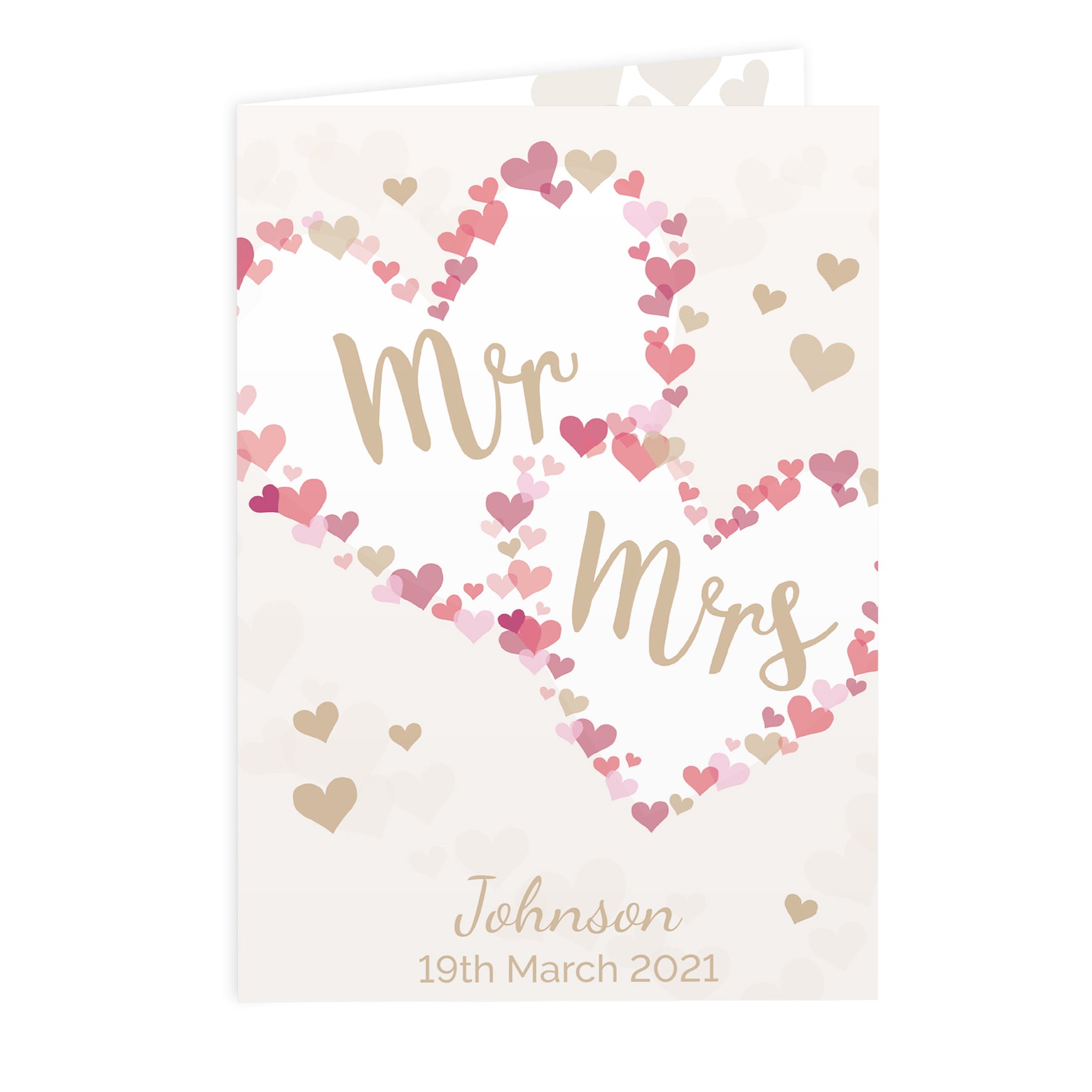 Personalised Mr & Mrs Confetti Hearts Wedding Card - image 2