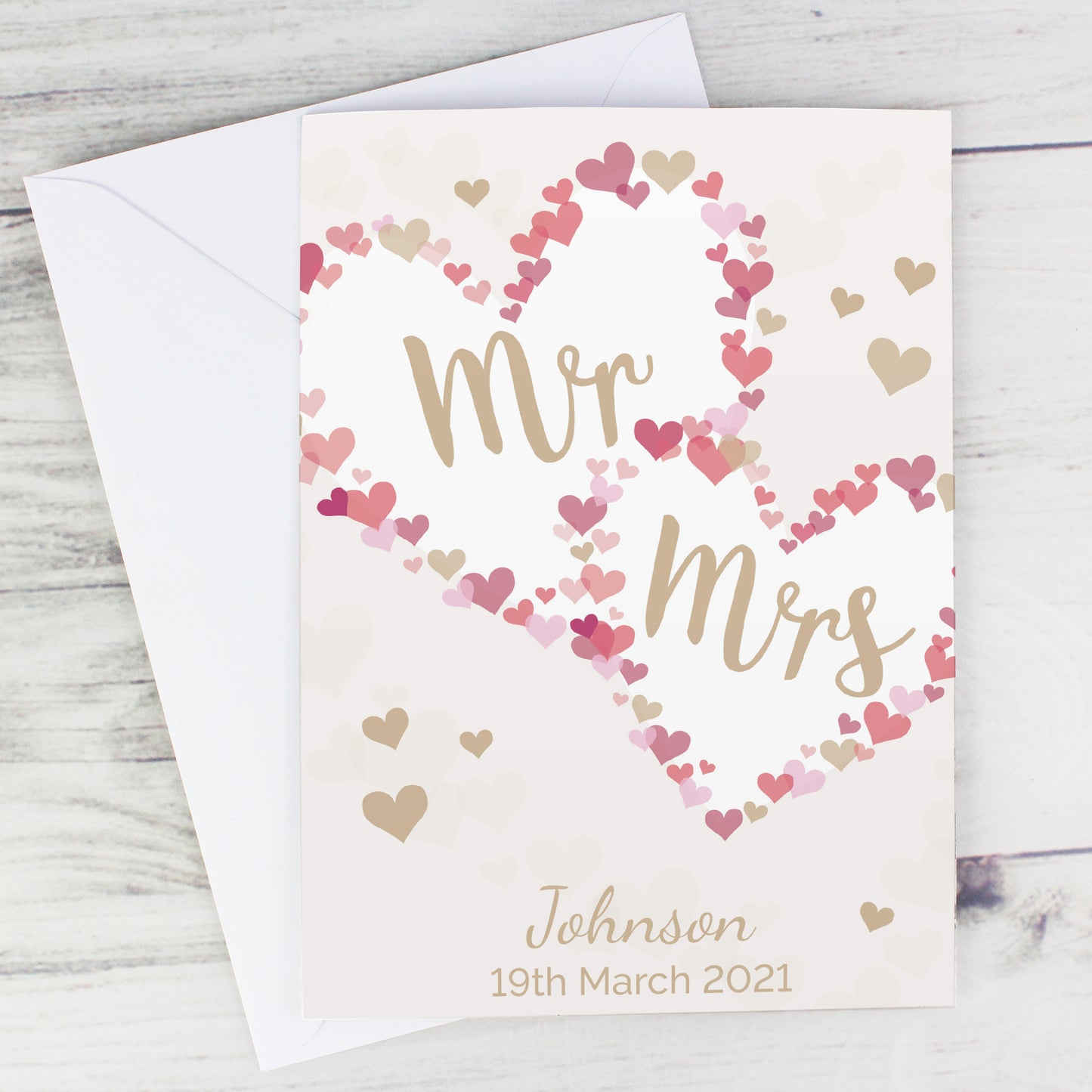 Personalised Mr & Mrs Confetti Hearts Wedding Card - image 3