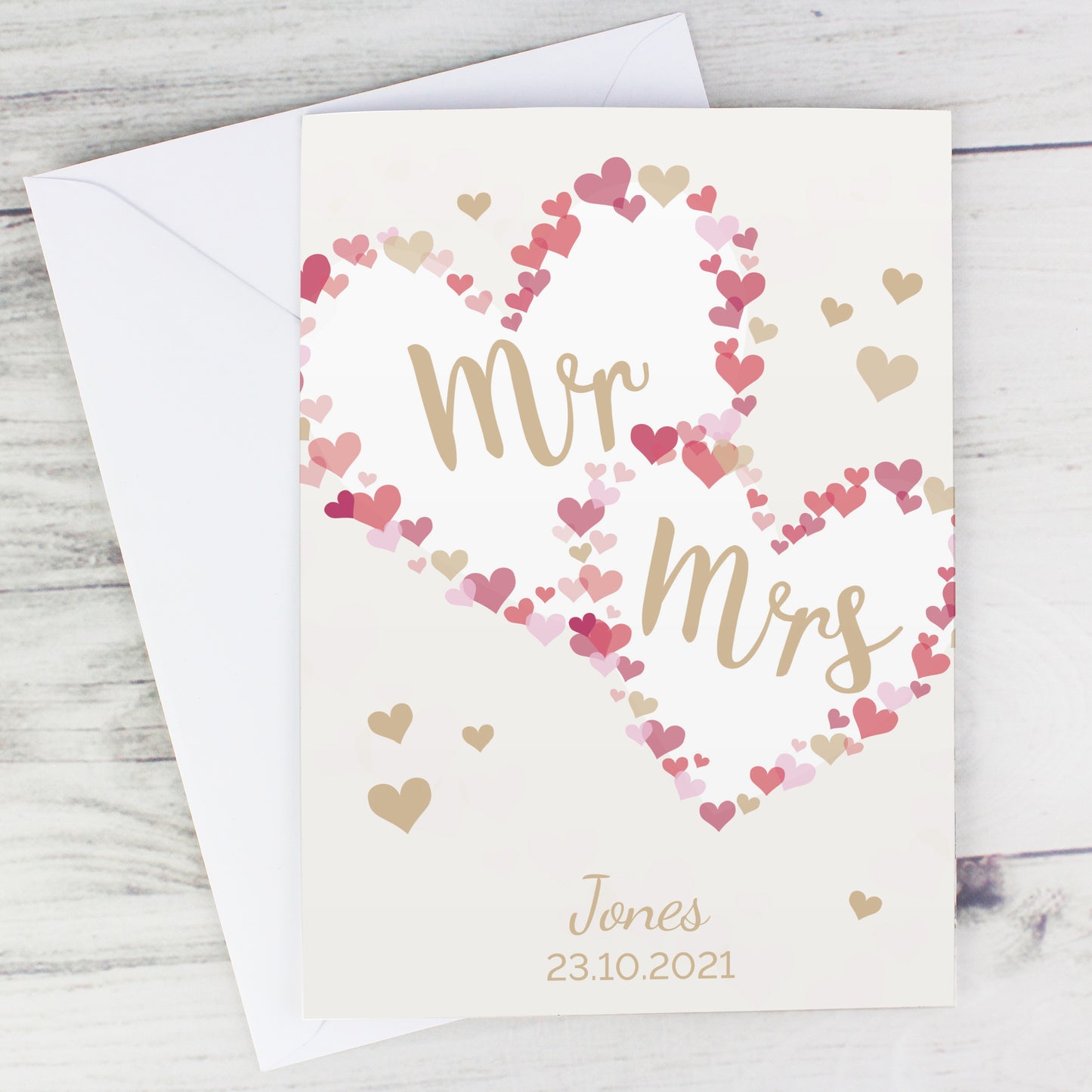 Personalised Mr & Mrs Confetti Hearts Wedding Card - image 4