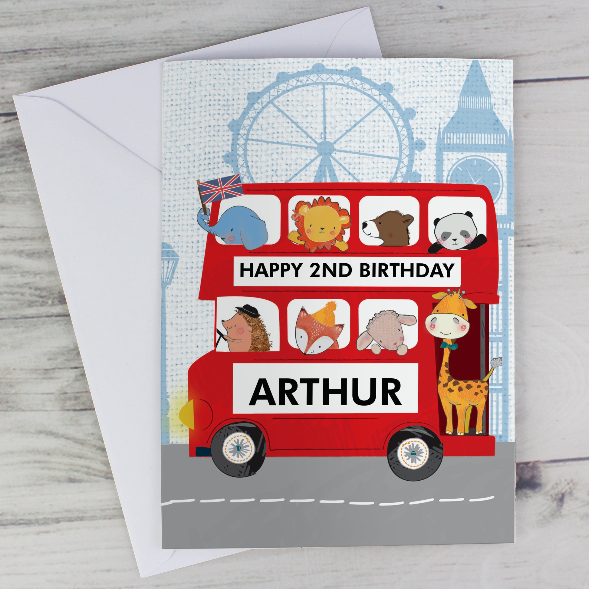 Personalised London Animal Bus Birthday Card - image 3