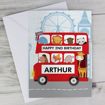 Personalised London Animal Bus Birthday Card - image 3