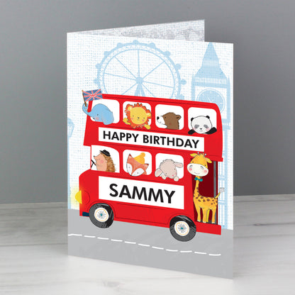 Personalised London Animal Bus Birthday Card - image 6