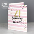 Personalised Gold and Pink Stripe Birthday Card from Heartfelt Gifts