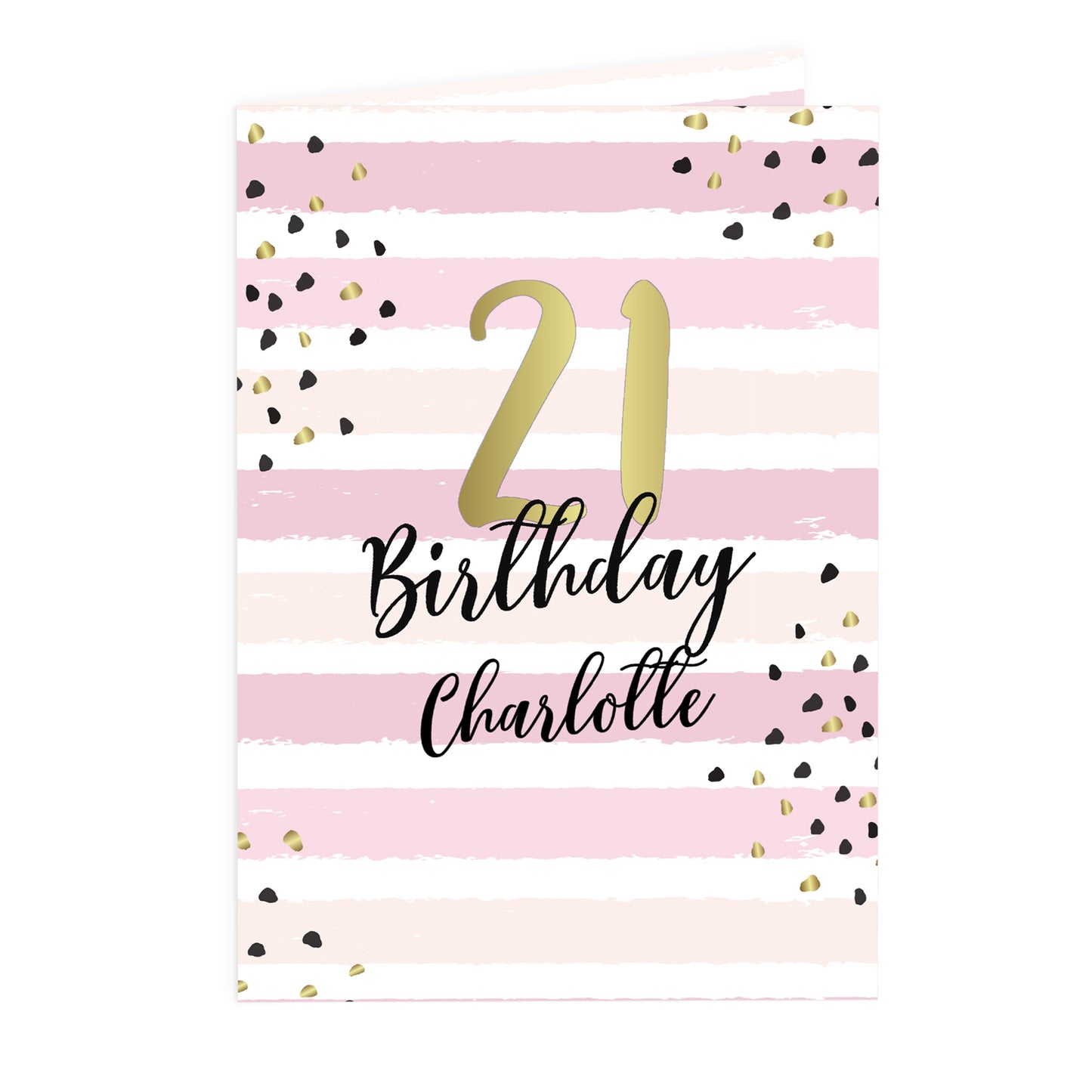 Personalised Gold and Pink Stripe Birthday Card - image 2