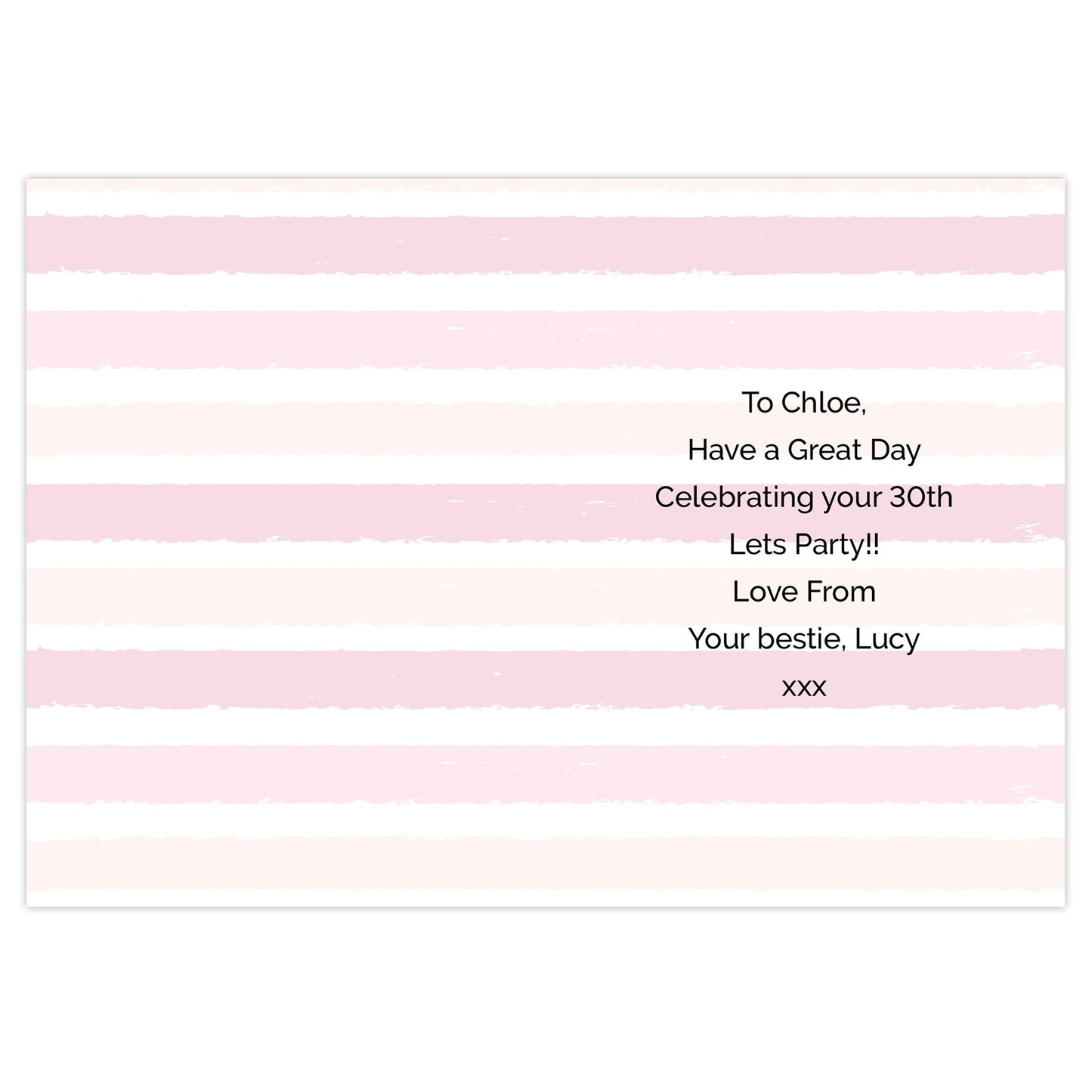 Personalised Gold and Pink Stripe Birthday Card - image 4