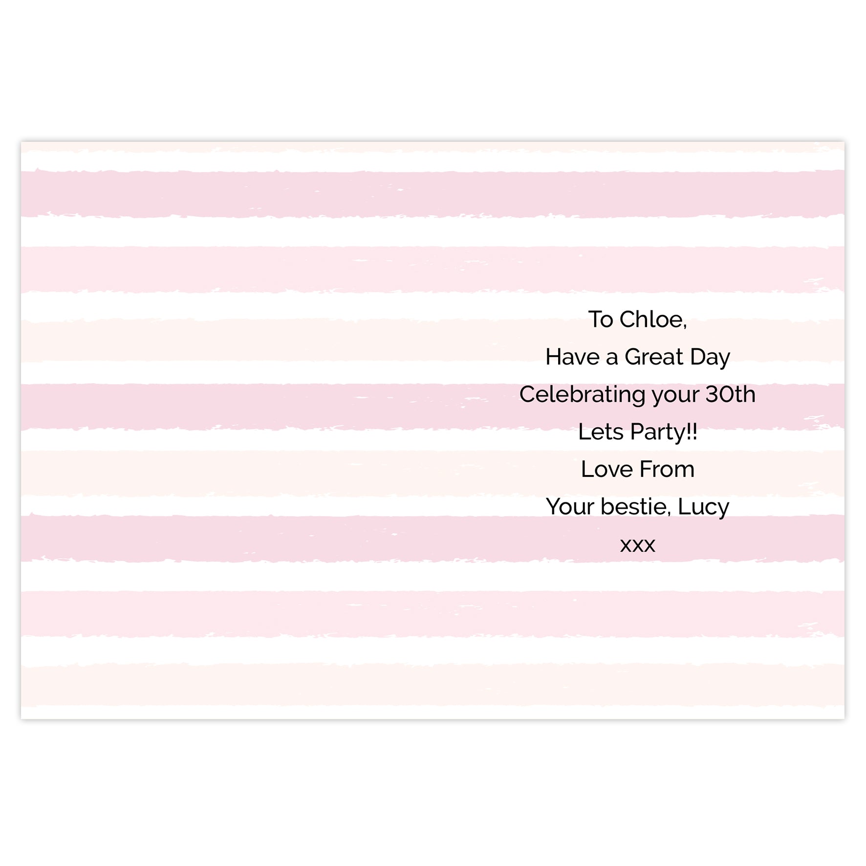 Personalised Gold and Pink Stripe Birthday Card - image 4