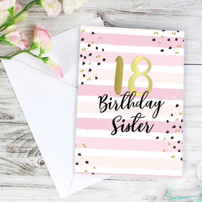 Personalised Gold and Pink Stripe Birthday Card - image 5