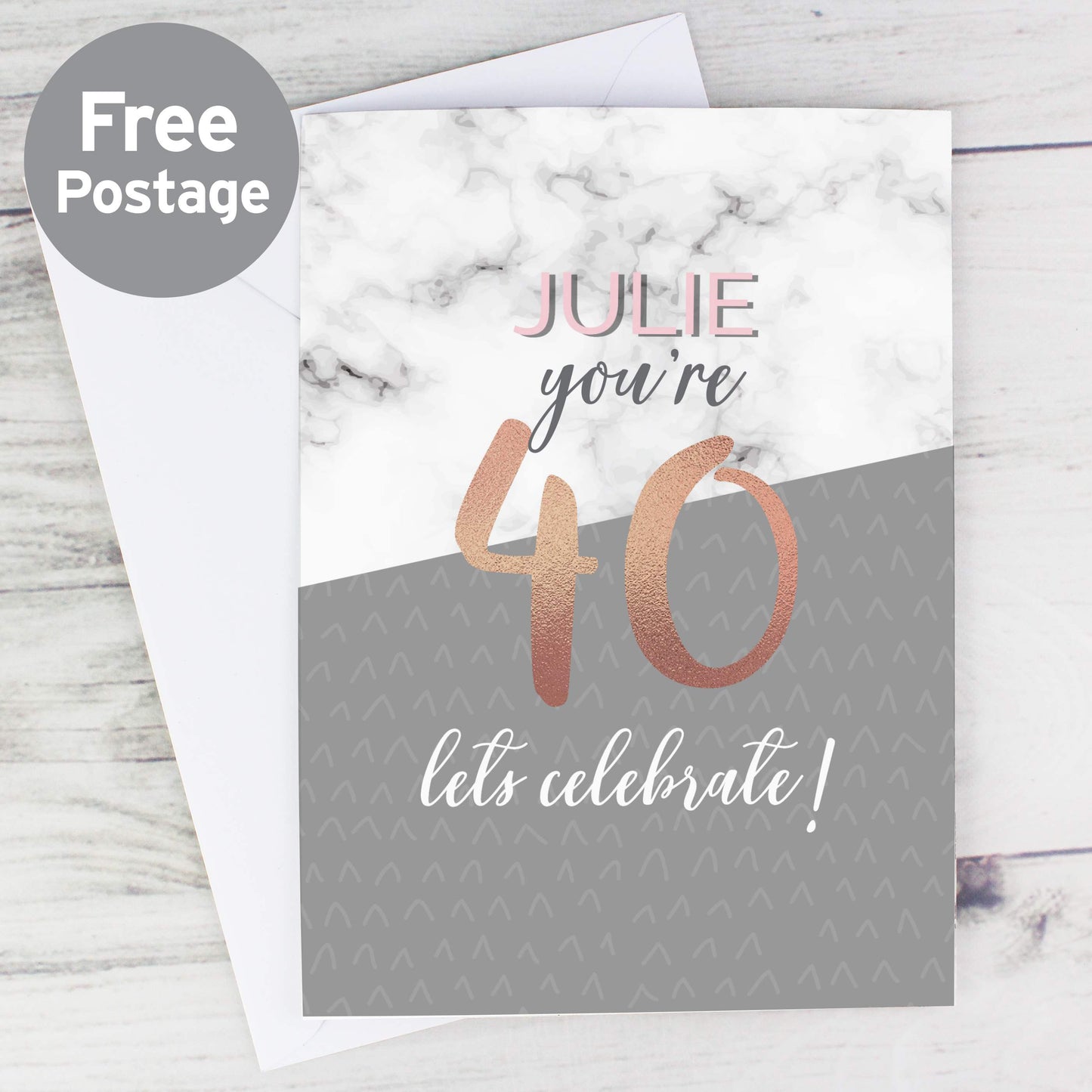Personalised Marble and Rose Gold Birthday Card from Heartfelt Gifts
