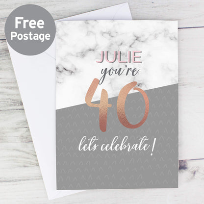 Personalised Marble and Rose Gold Birthday Card from Heartfelt Gifts