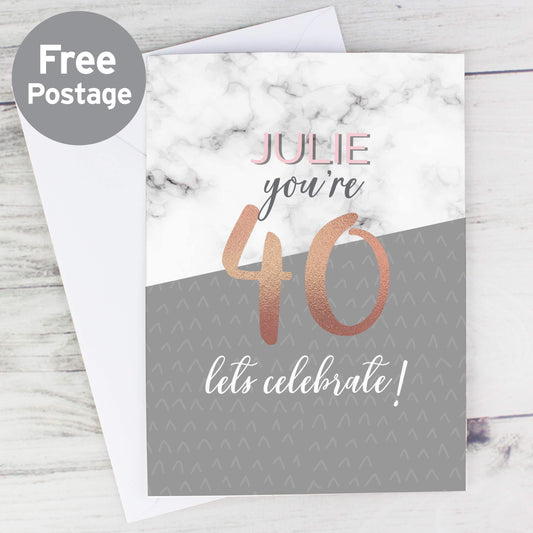 Personalised Marble and Rose Gold Birthday Card from Heartfelt Gifts