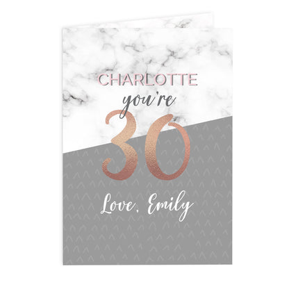 Personalised Marble and Rose Gold Birthday Card - image 2
