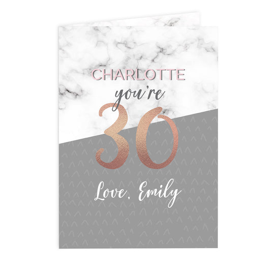 Personalised Marble and Rose Gold Birthday Card - image 2