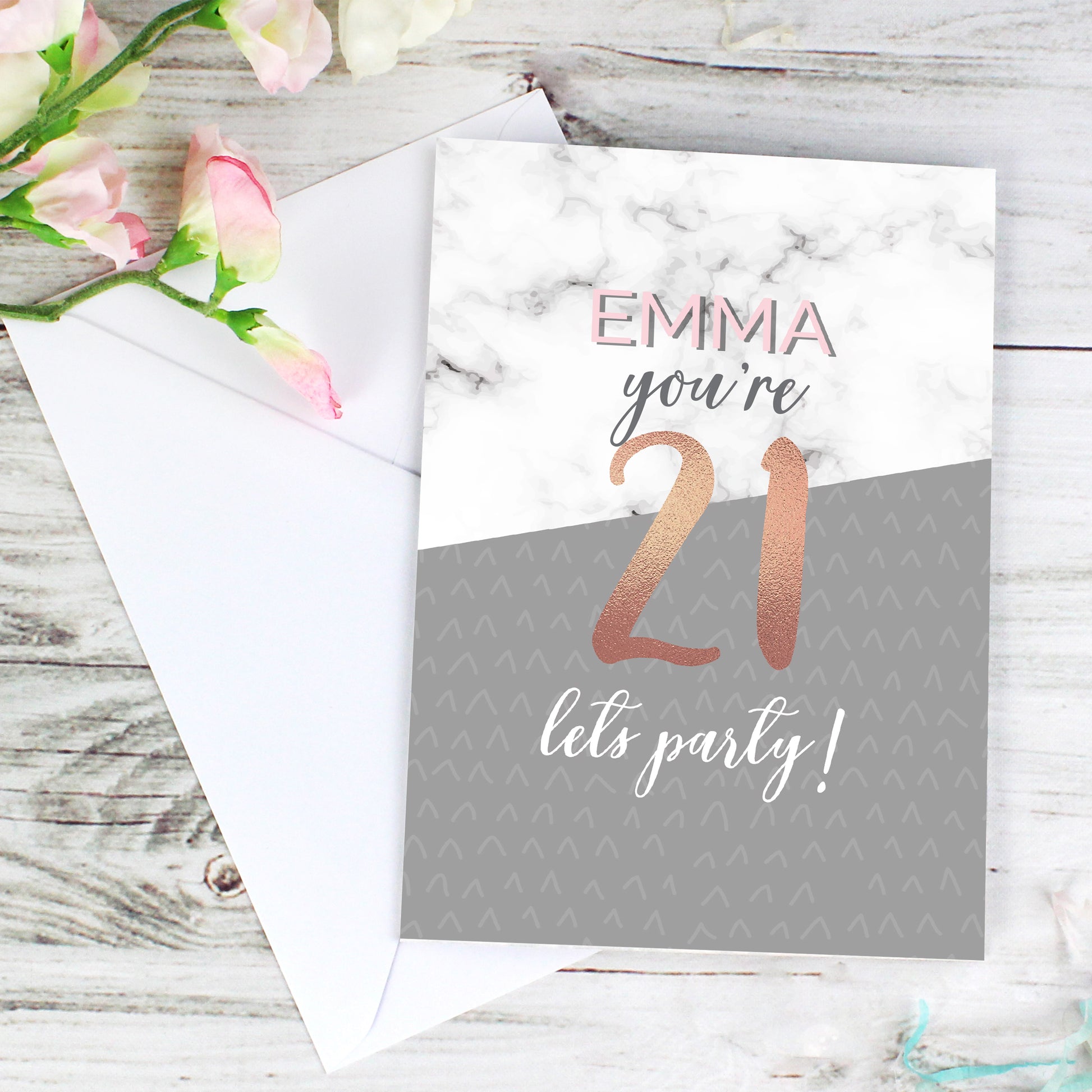 Personalised Marble and Rose Gold Birthday Card - image 3