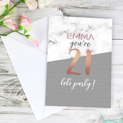 Personalised Marble and Rose Gold Birthday Card - image 3