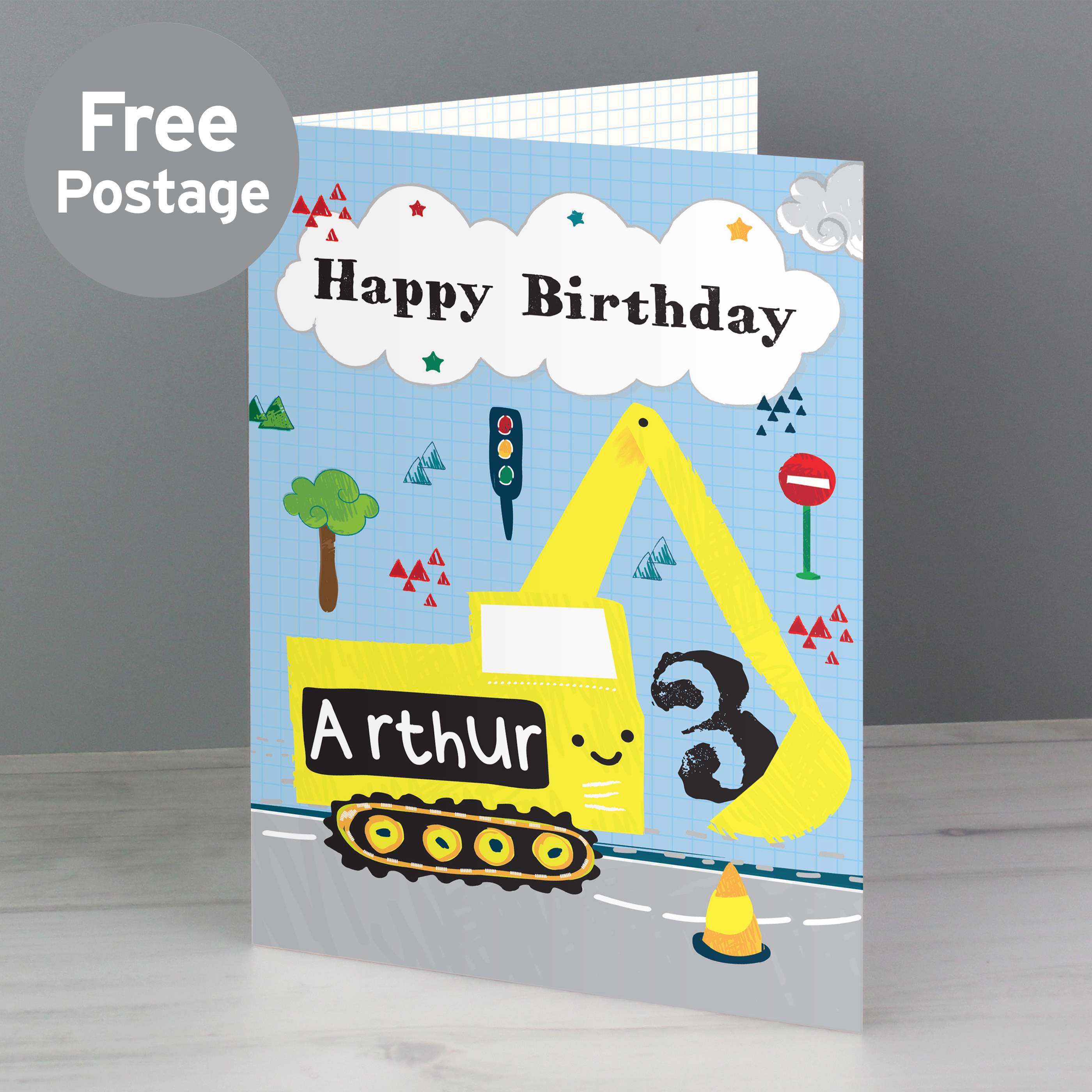 Personalised Digger Birthday Card from Heartfelt Gifts
