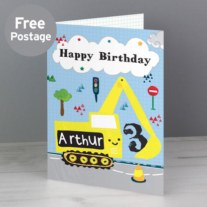 Personalised Digger Birthday Card from Heartfelt Gifts