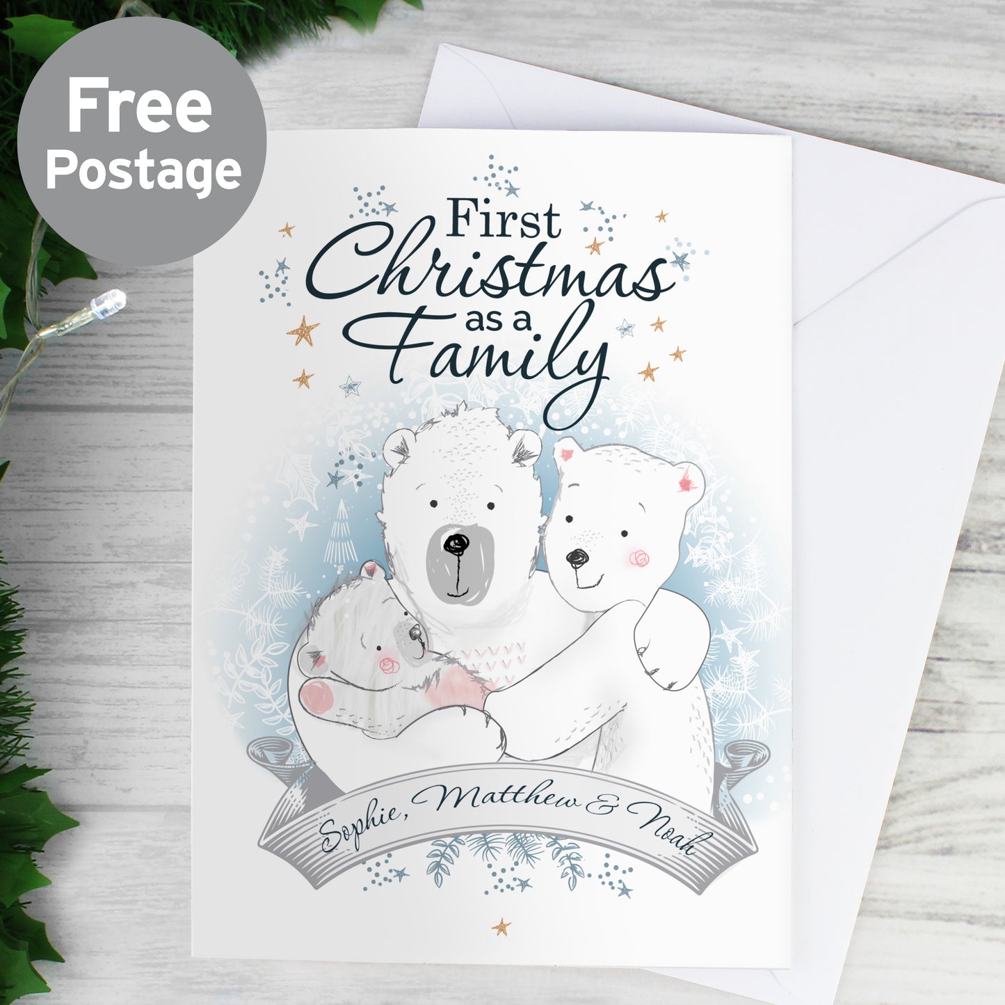 Personalised Polar Bear '1st Christmas As A Family' Card from Heartfelt Gifts
