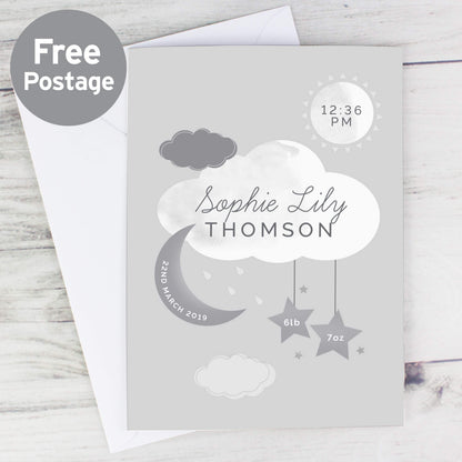 Personalised New Baby Moon & Stars Card from Heartfelt Gifts