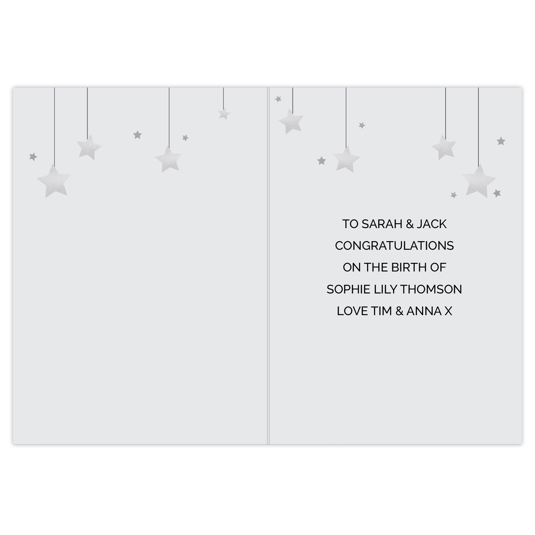 Personalised New Baby Moon & Stars Card - image 2