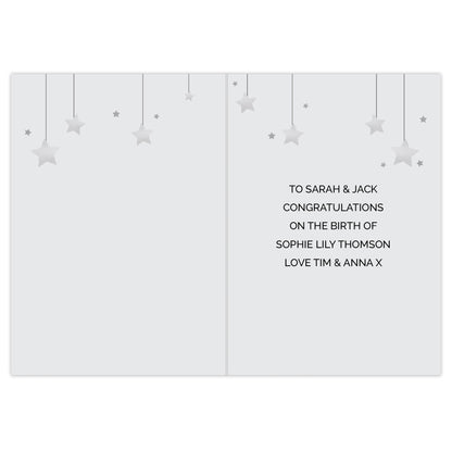 Personalised New Baby Moon & Stars Card - image 2