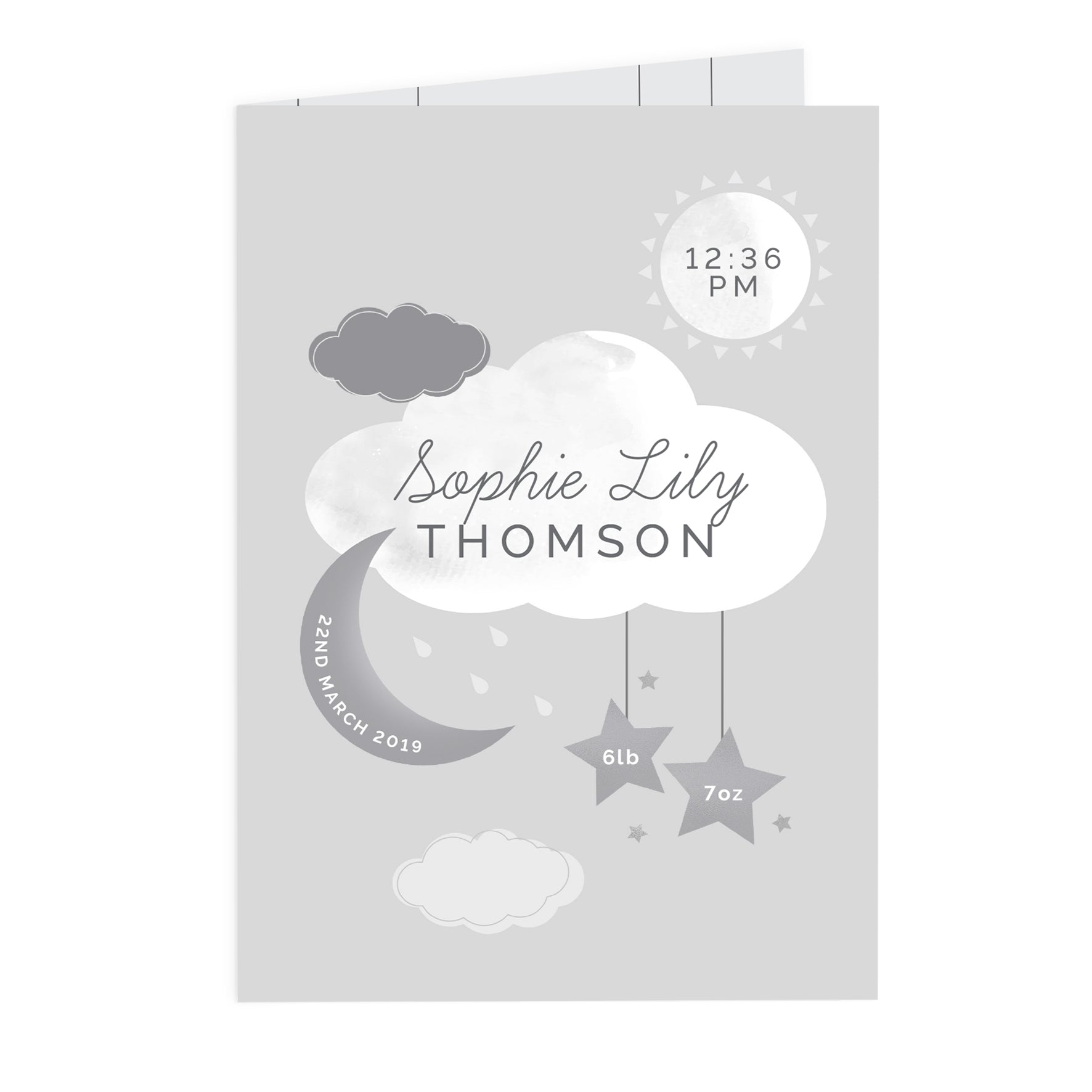 Personalised New Baby Moon & Stars Card - image 3
