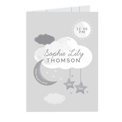 Personalised New Baby Moon & Stars Card - image 3