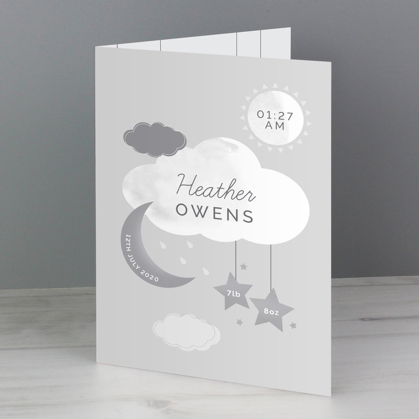 Personalised New Baby Moon & Stars Card - image 4