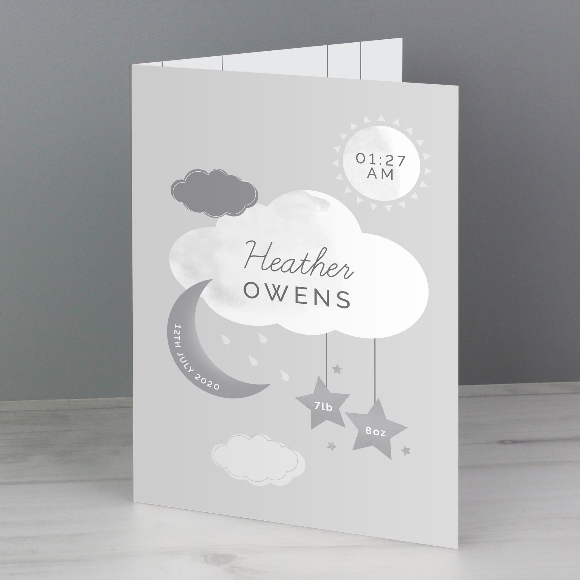 Personalised New Baby Moon & Stars Card - image 4