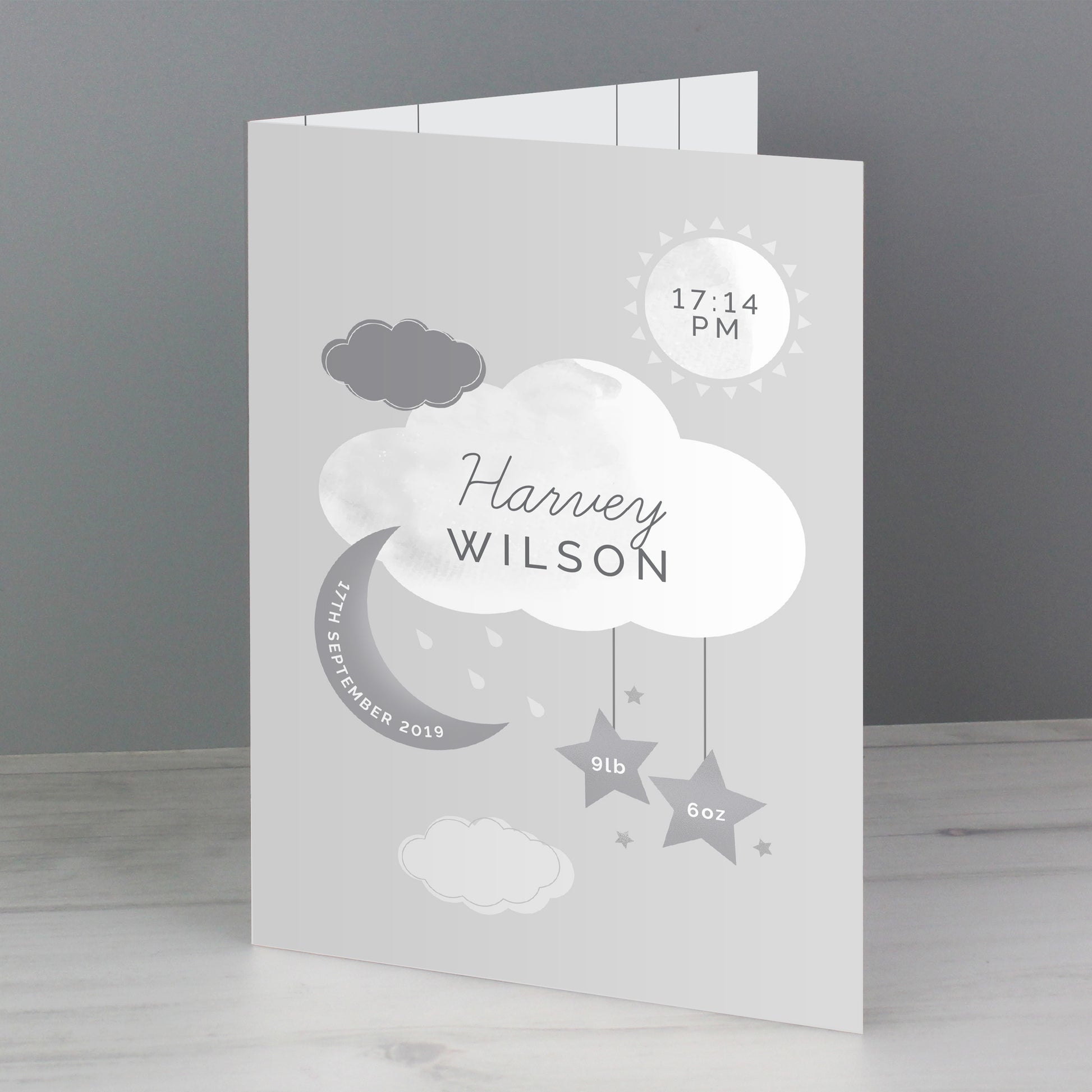 Personalised New Baby Moon & Stars Card - image 5
