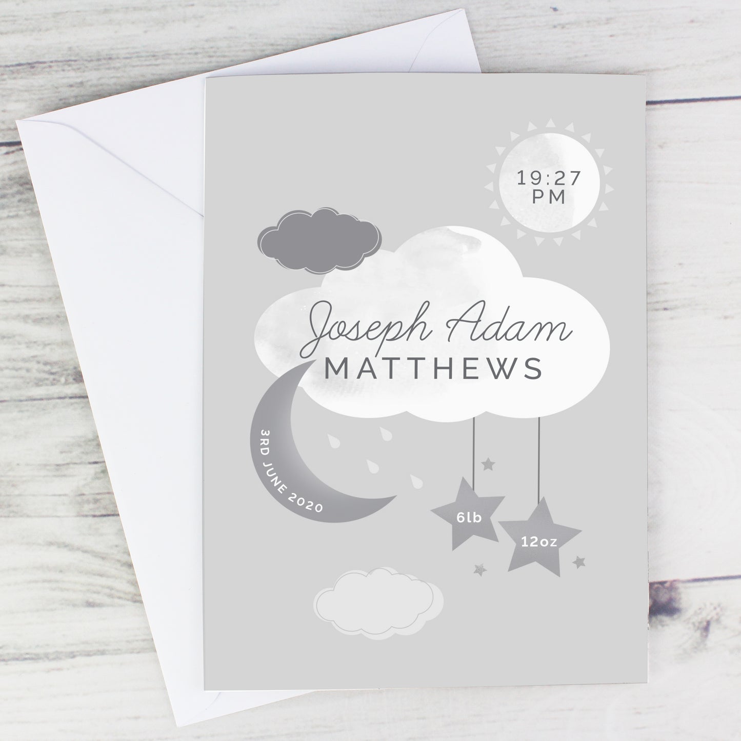 Personalised New Baby Moon & Stars Card - image 6