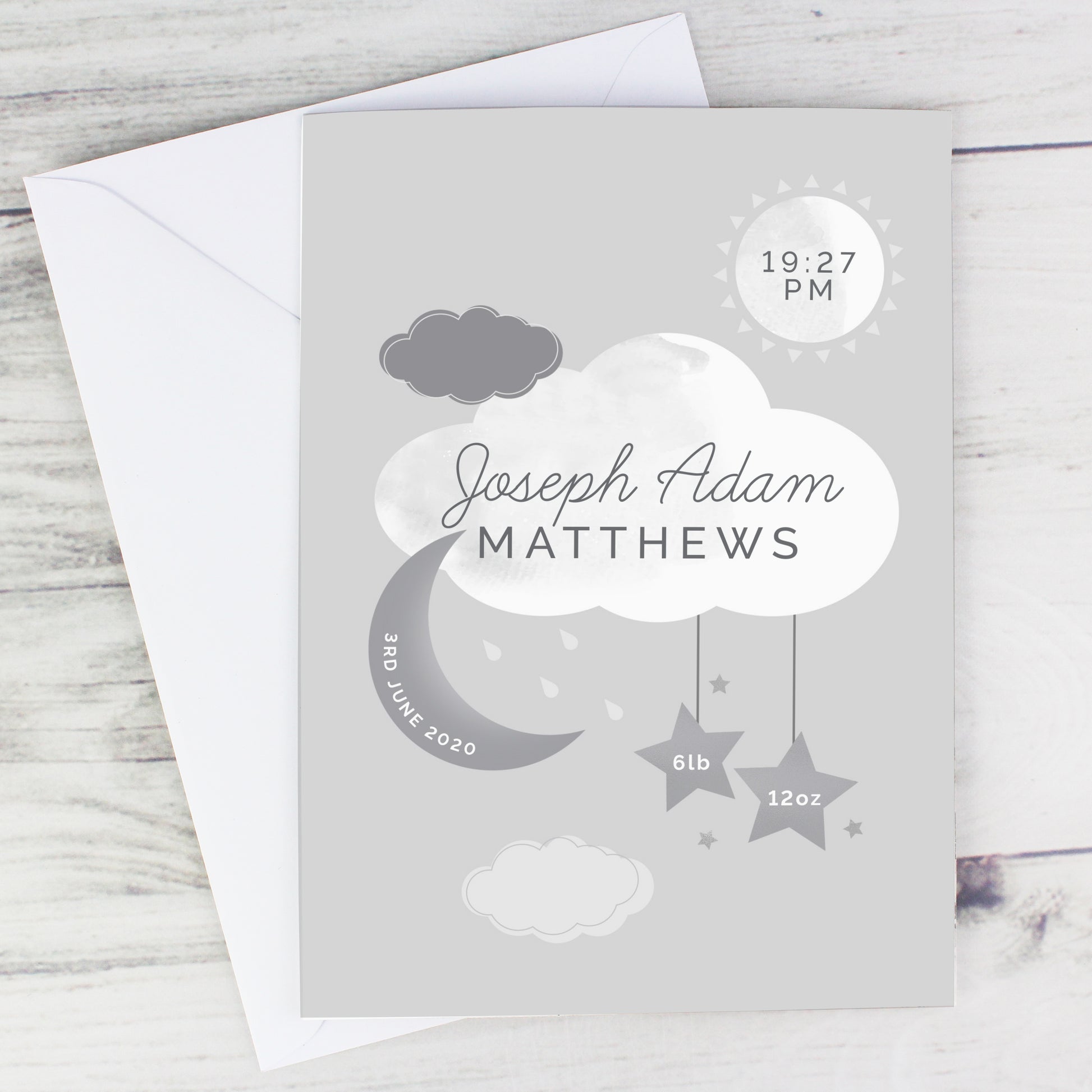 Personalised New Baby Moon & Stars Card - image 6