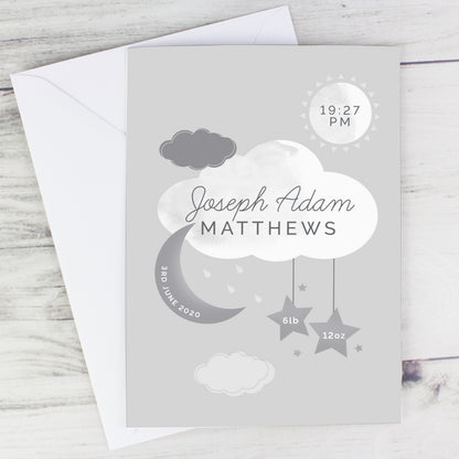 Personalised New Baby Moon & Stars Card - image 6