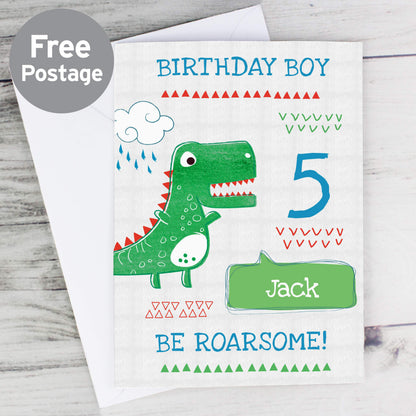 Personalised 'Be Roarsome' Dinosaur Card from Heartfelt Gifts
