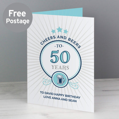 Personalised Cheers and Beers Birthday Card from Heartfelt Gifts