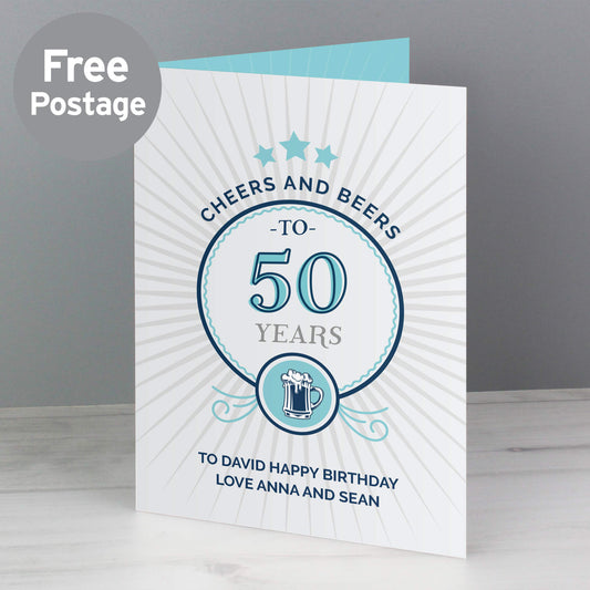 Personalised Cheers and Beers Birthday Card from Heartfelt Gifts