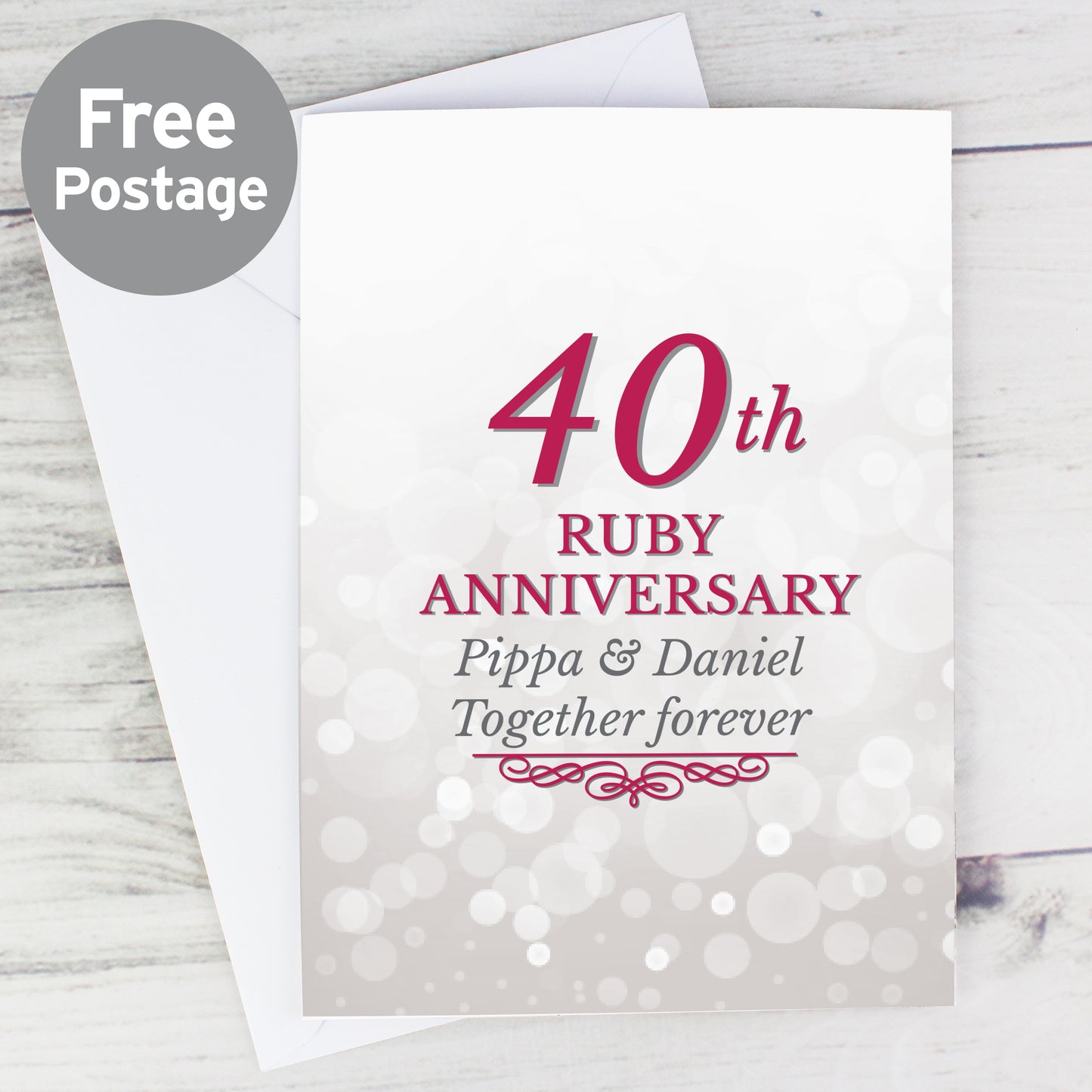 Personalised 40th Ruby Anniversary Card from Heartfelt Gifts