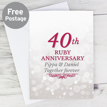 Personalised 40th Ruby Anniversary Card from Heartfelt Gifts
