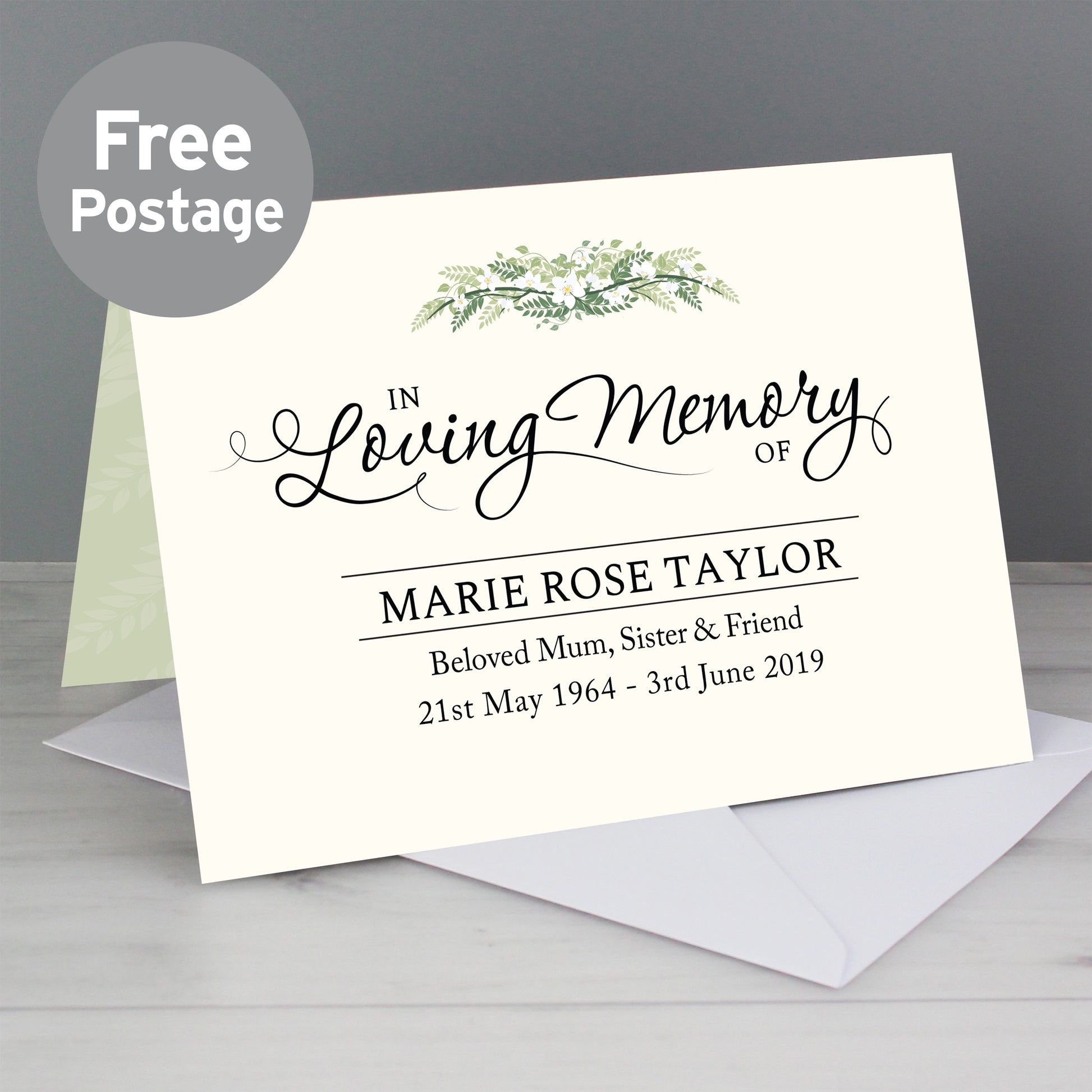 Personalised In Loving Memory Card from Heartfelt Gifts