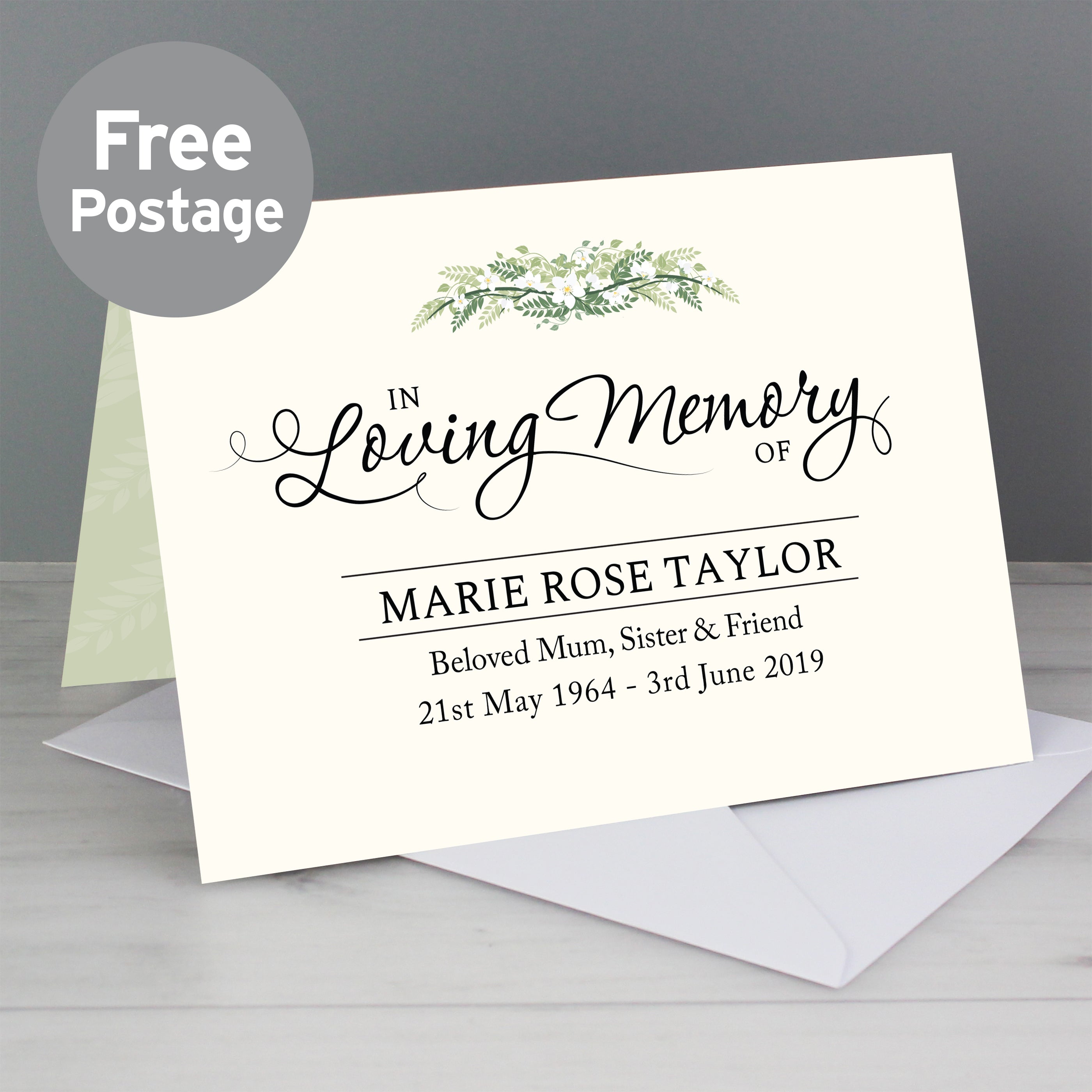 Personalised In Loving Memory Card from Heartfelt Gifts