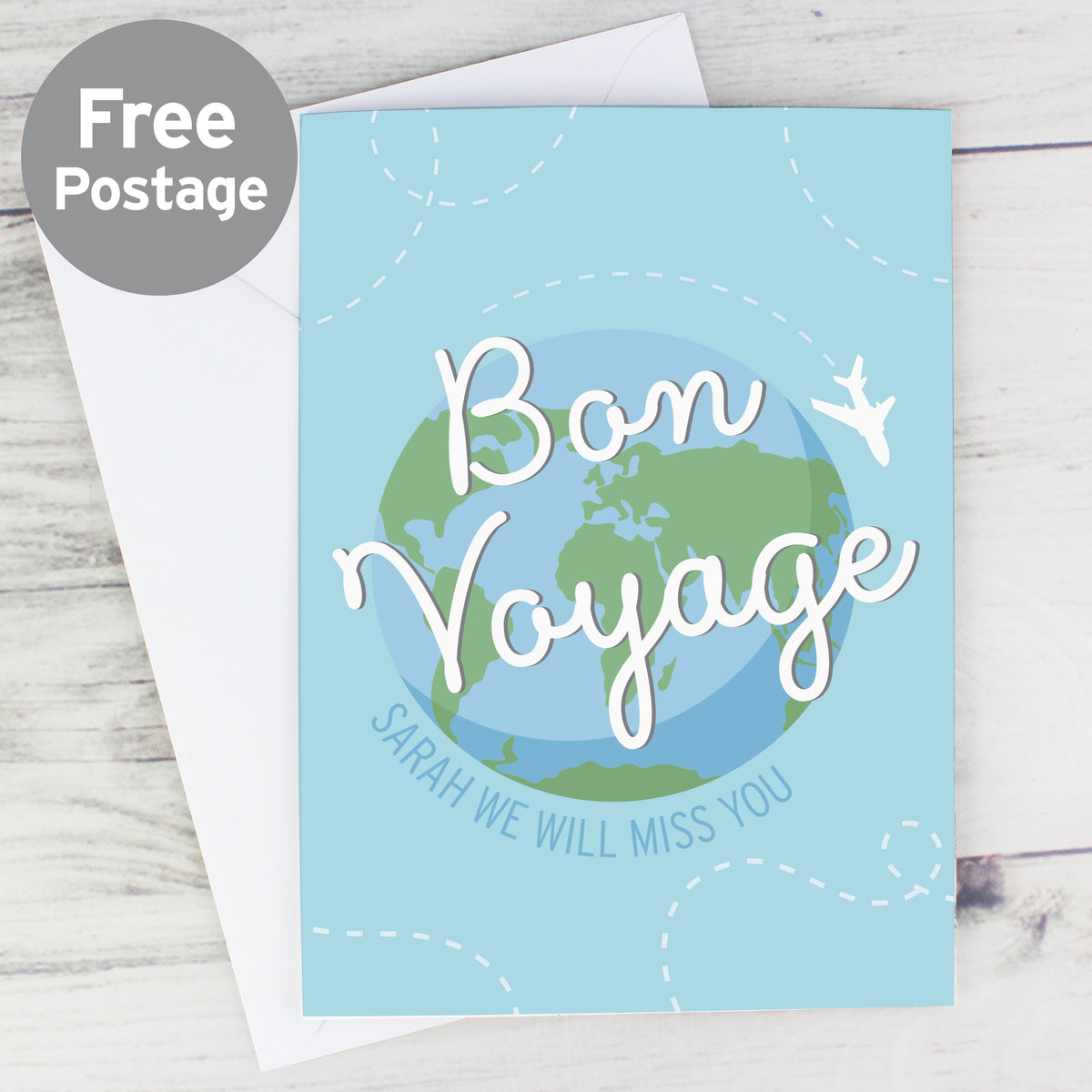 Personalised Bon Voyage Card from Heartfelt Gifts