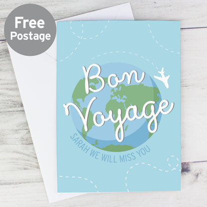 Personalised Bon Voyage Card from Heartfelt Gifts