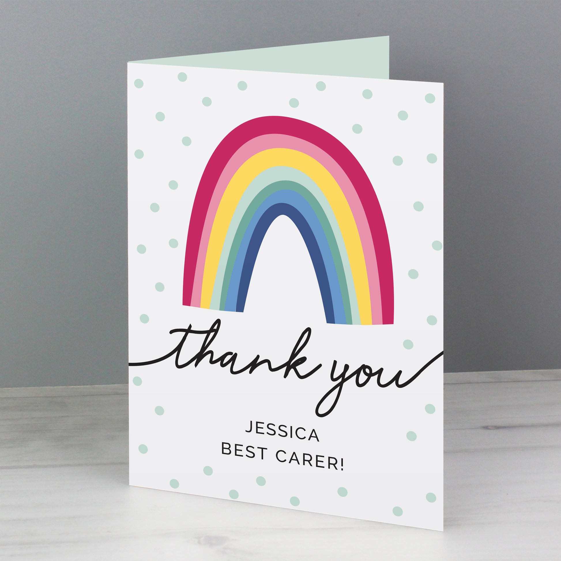 Personalised Rainbow Thank You Card from Heartfelt Gifts