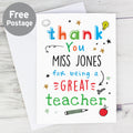 Personalised Thank You Teacher Card from Heartfelt Gifts
