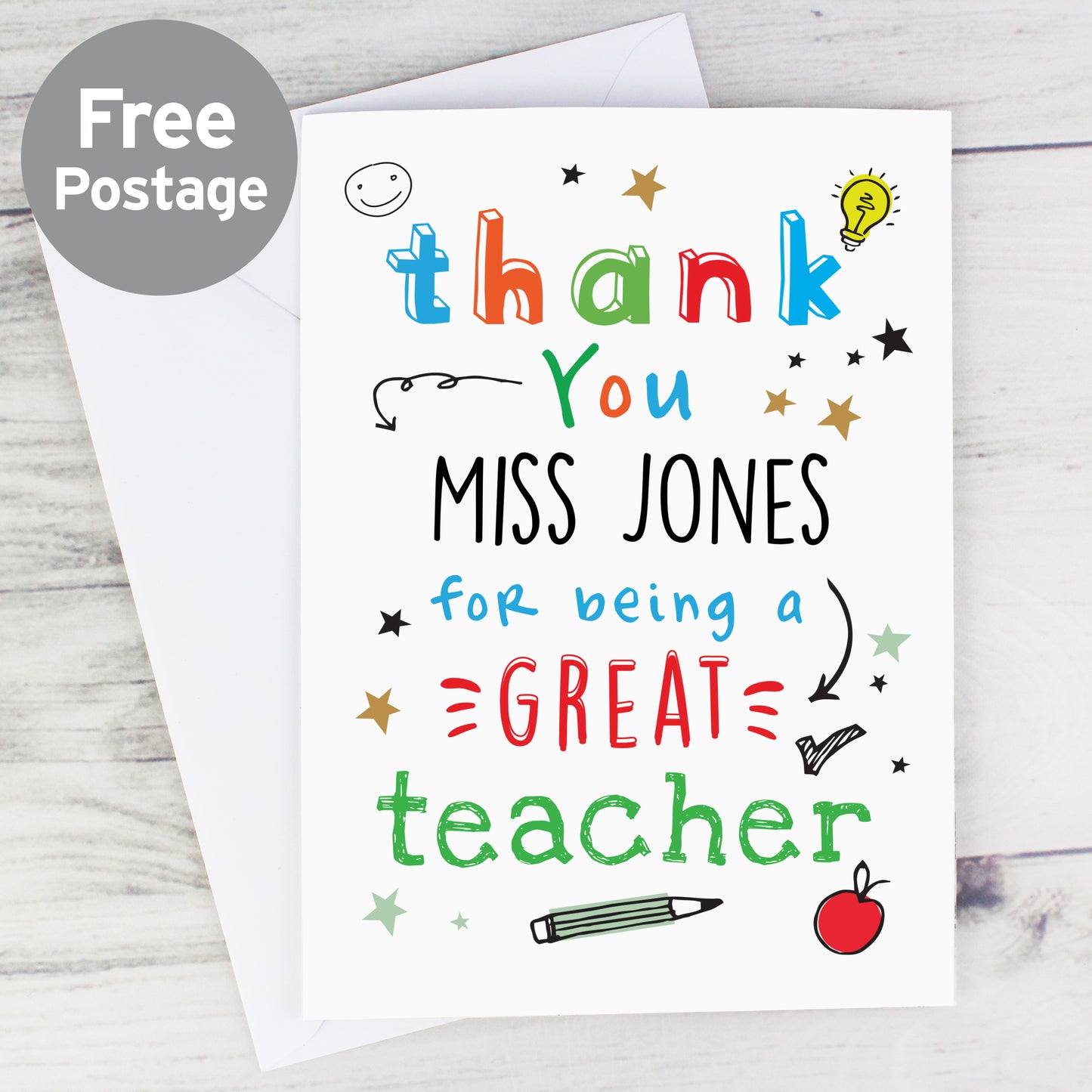 Personalised Thank You Teacher Card from Heartfelt Gifts