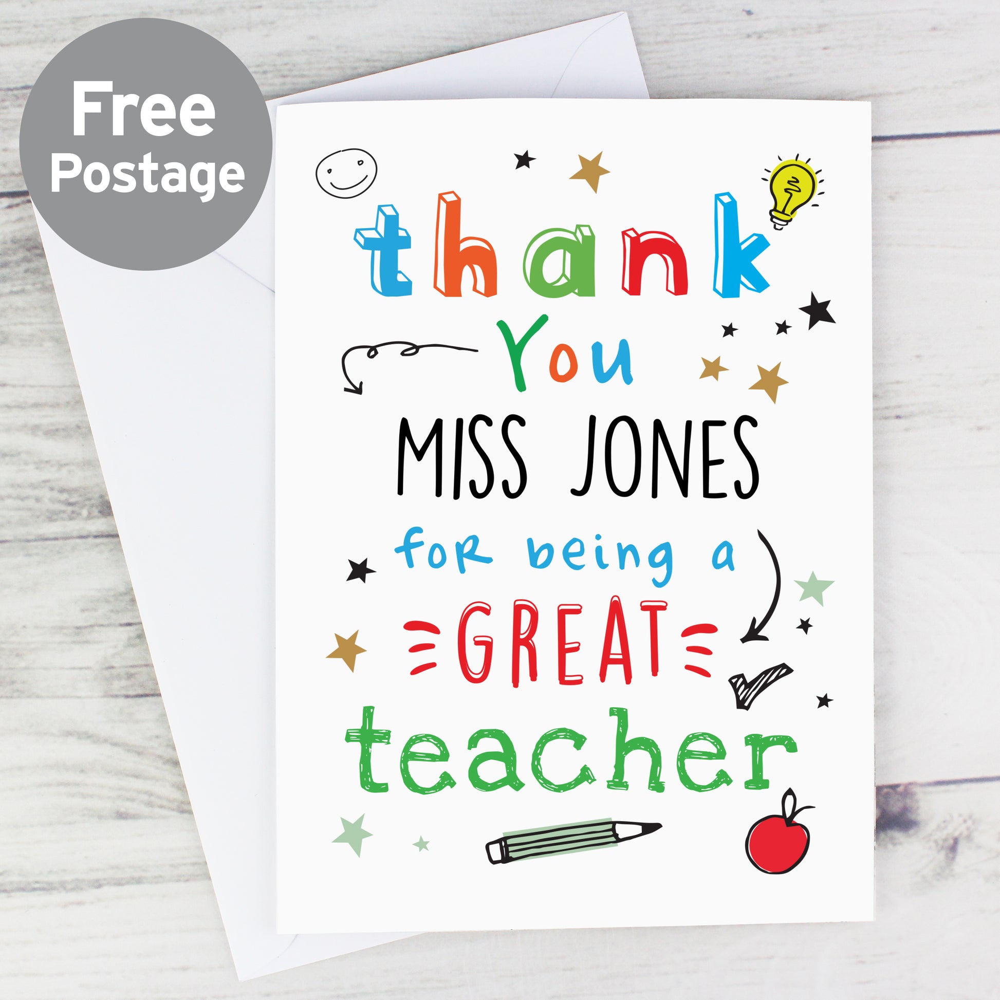 Personalised Thank You Teacher Card from Heartfelt Gifts