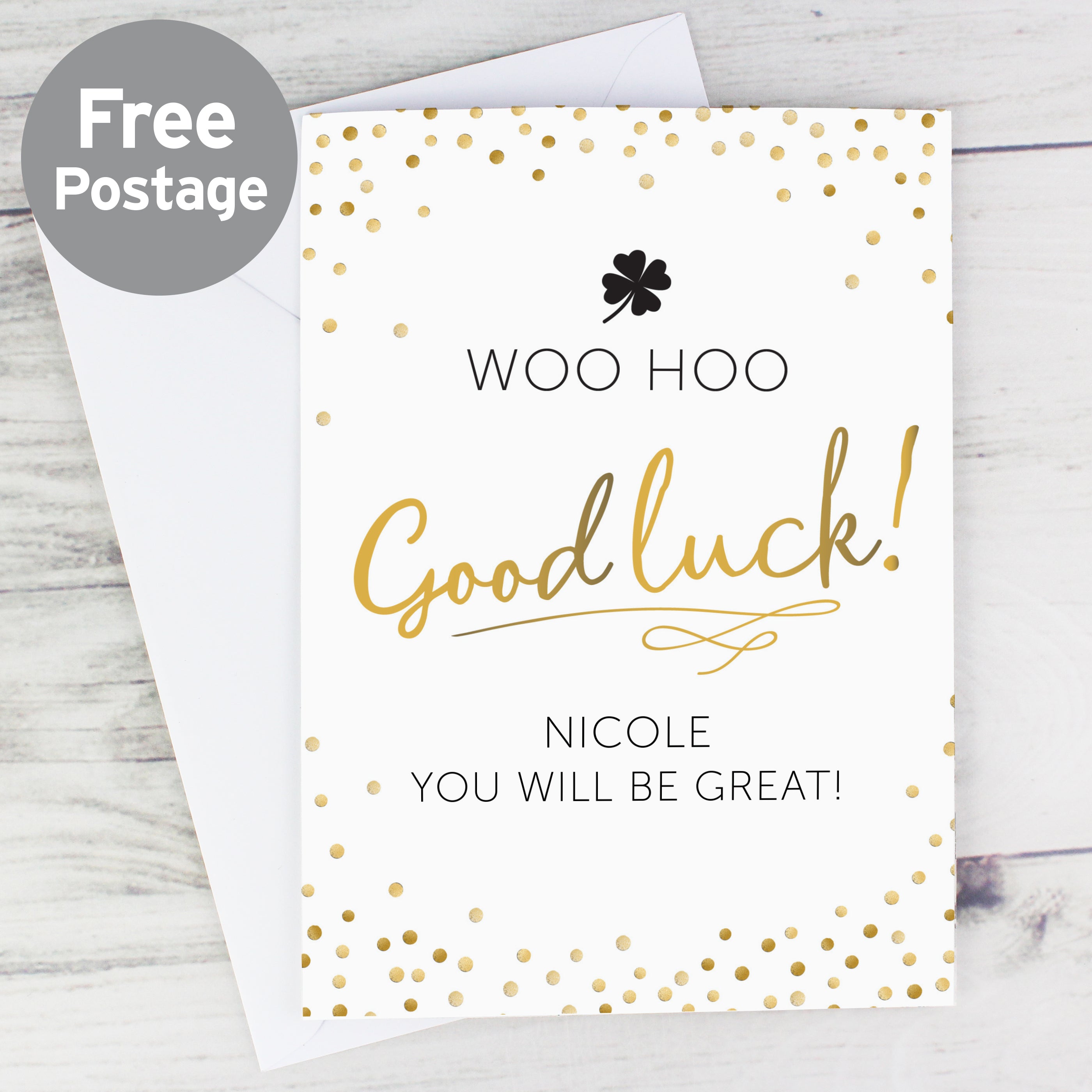 Personalised Good Luck Card from Heartfelt Gifts