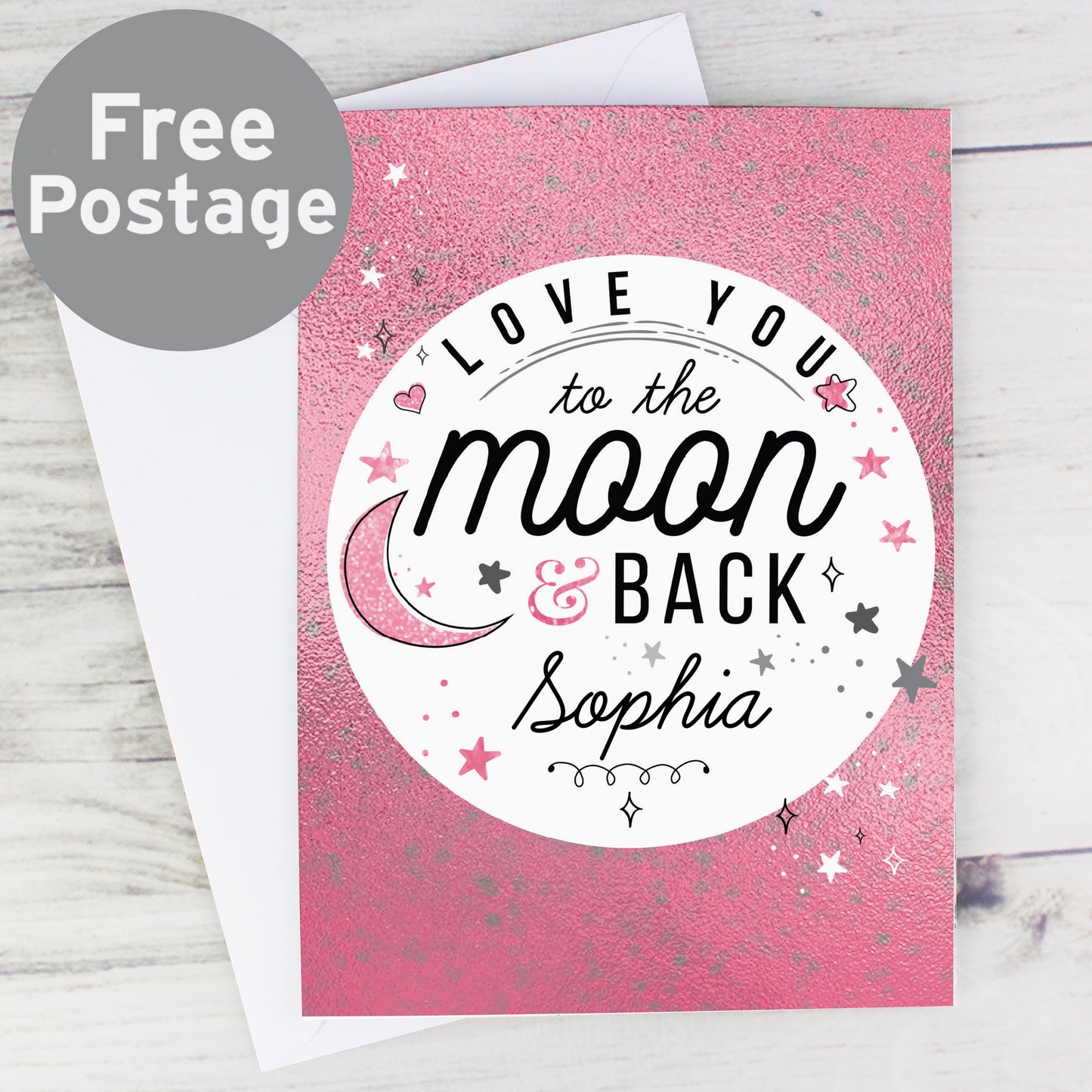 Personalised To The Moon & Back Pink Card from Heartfelt Gifts