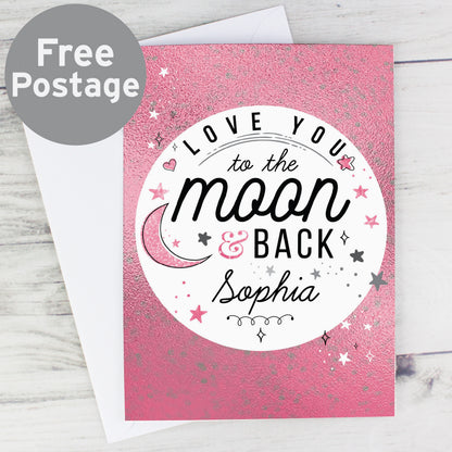 Personalised To The Moon & Back Pink Card from Heartfelt Gifts