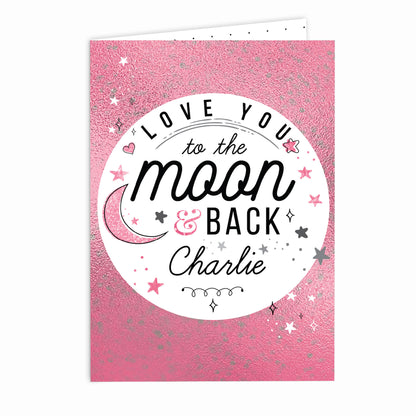 Personalised To The Moon & Back Pink Card - image 2