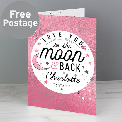 Personalised To The Moon & Back Pink Card - image 3